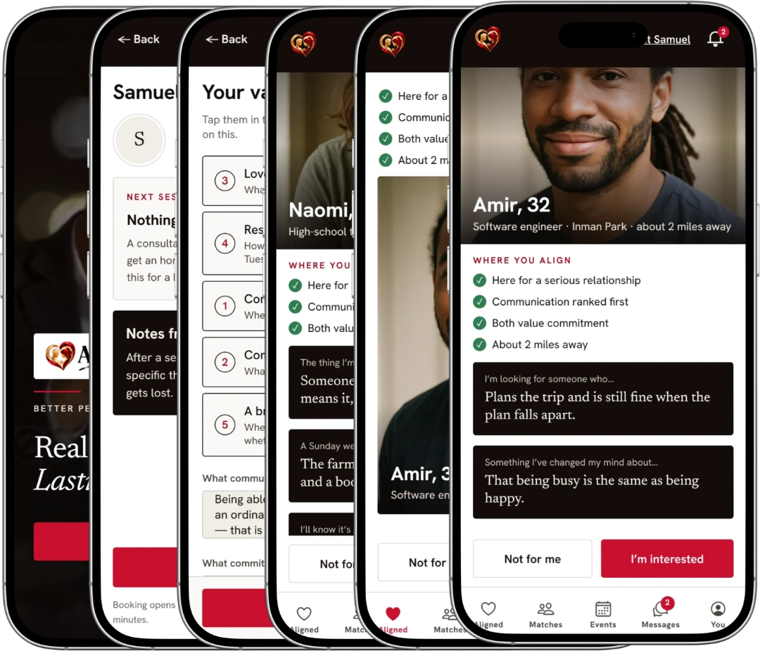 An introduction in the app, with where you align