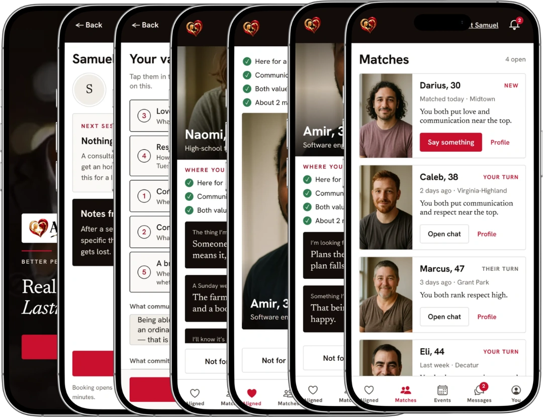 Your matches in the app, and whose turn it is to reply